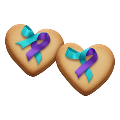 Purple teal Suicide awareness ribbon, heart cookie sticker