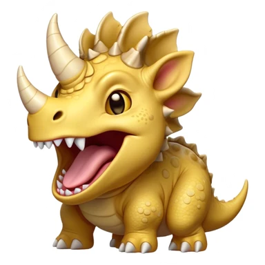 Cinematic Cute Yawning Triceratops Portrait Emoji, Head tilted slightly with a dramatic, wide-open yawn, showcasing a robust, horned body with a frilled head and sleepy, half-closed eyes, Simplified yet irresistibly cute features, highly detailed, glowing with a soft, cozy prehistoric glow, high shine, relaxed yet expressive, stylized with a dash of whimsical ancient charm, soft glowing outline, capturing the essence of a drowsy yet affectionate Triceratops that appears ready to stretch and yawn its way out of the screen! sticker