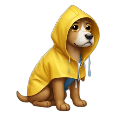 dog wearing a rain coat crying sticker