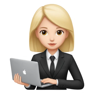 a girl with a laptop in the office sticker