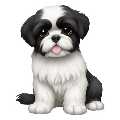 Two black and white shitz tzu puppies  sticker