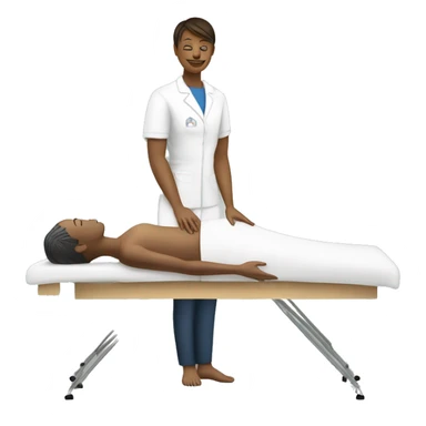 massage therapist standingover client on table sticker