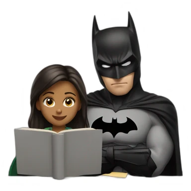 The girl and the batman are studying sticker