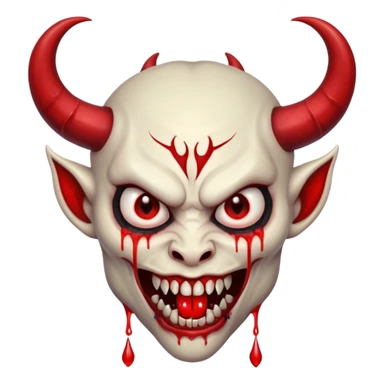 A evil looking devel dripping blood with fangs   sticker