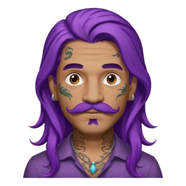  long purple haired man, mustached and face tattoes sticker