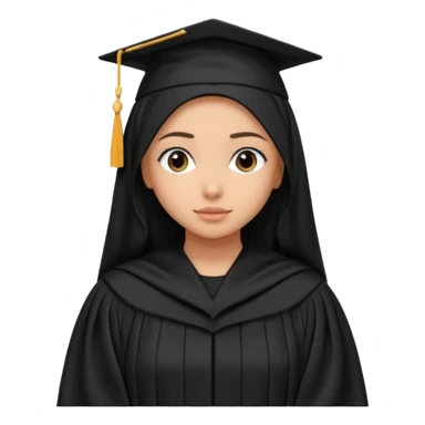 Girl wearing black hijab and black abaya and graduation gown view from behind   sticker