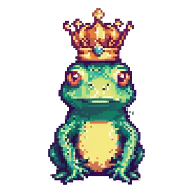 pixel art crowned frog retro video game look sticker