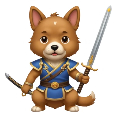 dog chinese with sword sticker