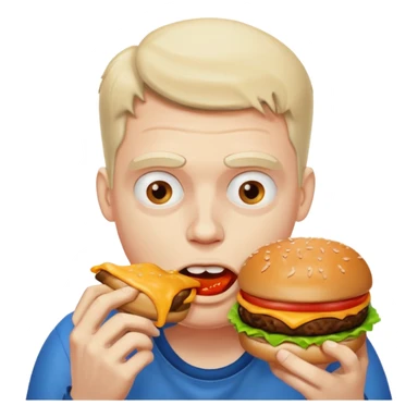 really fat obese man eating a burger messily sticker