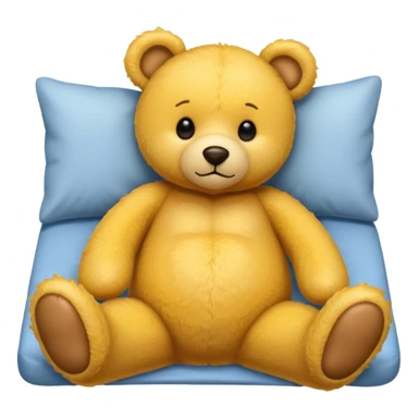Fuzzy yellow teddy bear tucked in bed  sticker