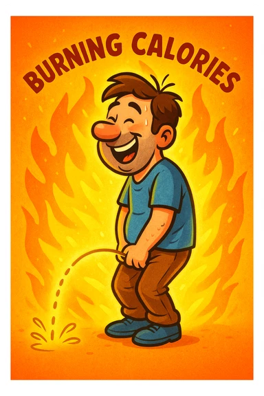 Uomo che fa Pipì, brucia calorie, come se fosse un termogenico  sticker