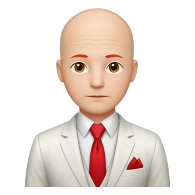 bald with red necktie, white suit sticker