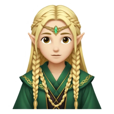 mystic elf, long golden braid, glowing runes on robe sticker