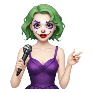 joker with dress, microphone, singing sticker