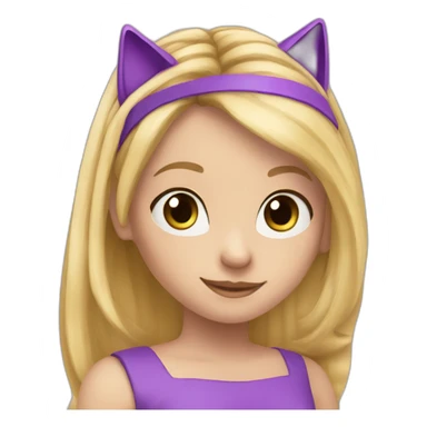 Long blonde hair girl with purple cat ear Alice band sticker