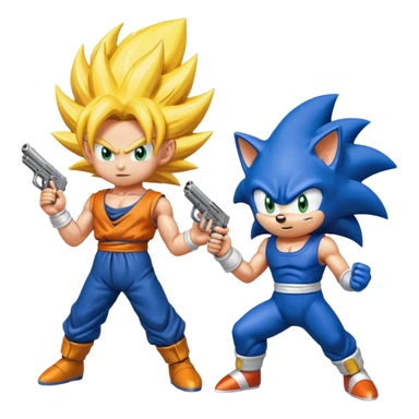 Goku and vegeta gun shoot sonic save Goku potara earrings = sonic Goku super Saiyan 3 sticker