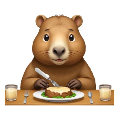 capiabra at a restaurant table sticker