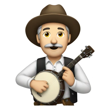 White man with mustache playing the banjo  sticker