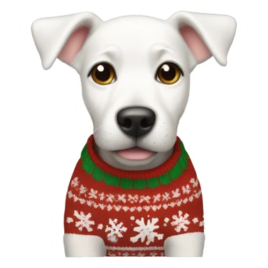 White short haired puppy in Christmas sweater  sticker