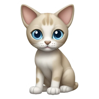 Thai breed cat with a light cream-brown body, dark gray nose and face, ears, and paws. sharp ears, and striking light blue eyes  sticker