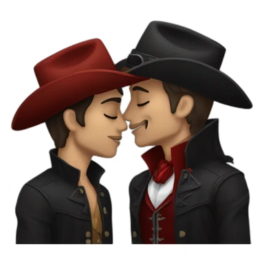 Very developed Cowboy kissing male vampire sticker