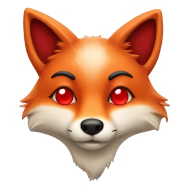 deep lush red fox face with tiny red heart instead of eyes sticker