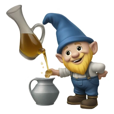 gnome pouring out liquid on the ground from a pitcher sticker