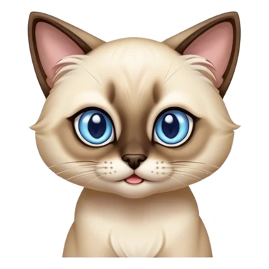 Cinematic Comical Siamese Cat Portrait Emoji, Head tilted dramatically with an exaggeratedly shocked or offended expression, sleek cream-colored fur with dark points on the ears, face, paws, and tail, wide piercing sapphire-blue eyes filled with exaggerated disbelief, Simplified yet hilariously expressive features, highly detailed, glowing with a slightly sassy glow, high shine, dramatic yet playful, stylized with an air of attitude, bright and endearing, soft glowing outline, capturing the essence of a sassy and over-the-top feline, so meme-worthy it feels like it could side-eye its way into internet fame instantly! sticker