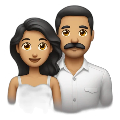 Hombre blanco con pelo rapado y bigote y barba mediana bien marcada , abrazando a su Esposa mujer negra con pelo muy liso  sticker