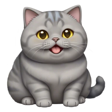 Cinematic Cute Chubby Grey Munchkin Scottish Fold Cat Portrait Emoji, Adorable folded ears and tiny, stubby legs making it irresistibly cute, round and plump body, head tilted playfully and yawning, sleek soft grey fur with subtle blue undertones, big, sparkling yellow eyes, Simplified yet adorable features, highly detailed, glowing with a warm, friendly glow, high shine, curious yet calm, stylized with a touch of whimsy, bright and endearing, soft glowing outline, capturing the essence of a mischievous yet loving and lazy kitty with its signature folded ears and tiny legs, so cute it feels like it could stretch out of the screen and cuddle! sticker