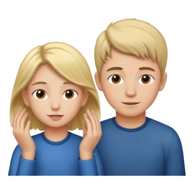 a boy putting a girls hair behind her ears sticker