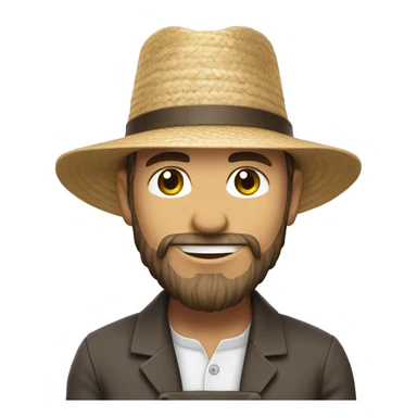 Amish man white with brown straw hat building a building with beard smiling sticker