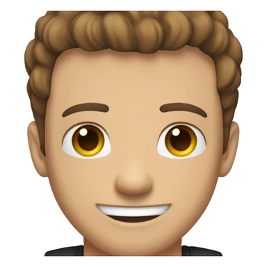  white Young man, with a really dark brown short crew cut, and a faded beard, smiling really happy, and muscular but with a black t shirt on sticker