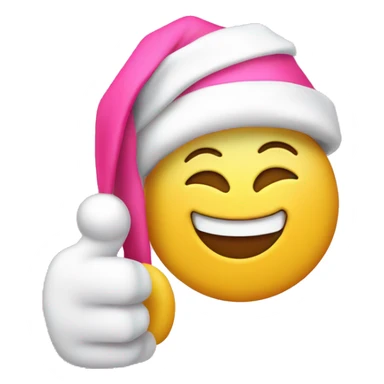 Pink thumbs up smiley face with pink Santa hat sticker