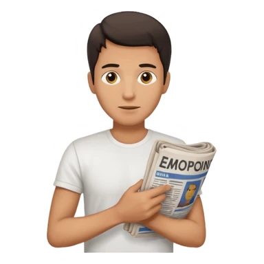 man holding rolled newspaper sticker