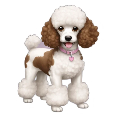 Dog french poodle brown AND white sticker