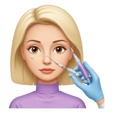 Woman taking a botox injection in the face sticker