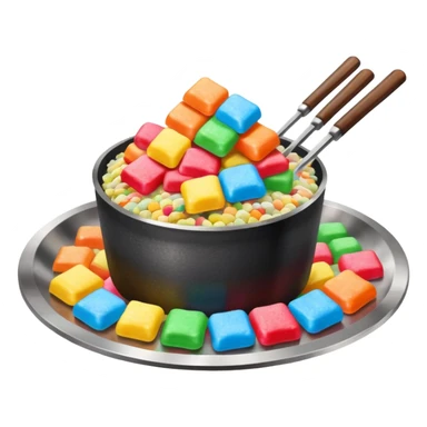 Blackstone grill with pile of mashed up rainbow candies and hibachi flippers sticker