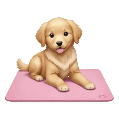 Golden retriever puppy on light pink yoga mat sticker