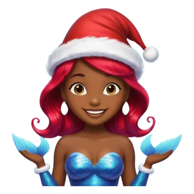 dark skin  mermaid with christmass hat sticker