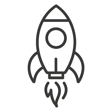 simple rocket ship, clean and minimal general style illustration sticker