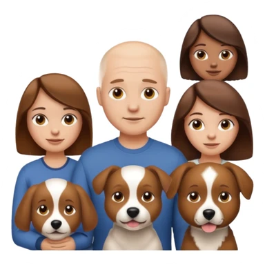 Male white emoji no hair , girl white emoji brown hair long , and an Aussie dog all together  sticker