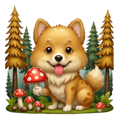 Собака с грибом в пасти sticker