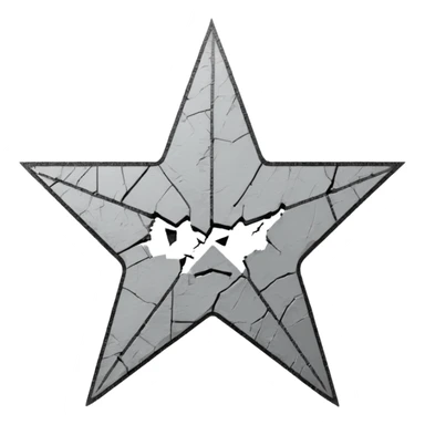 Minimalist emoji-style sticker of a cracked Walk of Fame star with a faint claw mark coming from below, grayscale and ash tones


 sticker