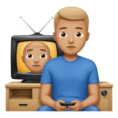 bored man watching television sticker