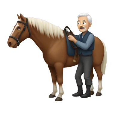 Old man holding horse wip sticker