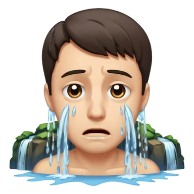 Guy crying so hard that theres a waterfall coming from his eyes sticker