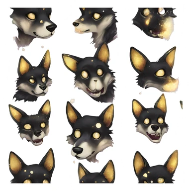 Sparkling Black iridescent dog fox zombie skeleton gold mechanical nebula galaxy stars flowers fairy lights vintage sticker