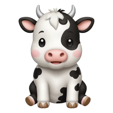 Chibi style Plush cow sticker