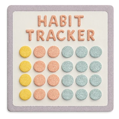 soft pastel gentle habit tracker grid with delicate dotted lines with a lavender border sticker